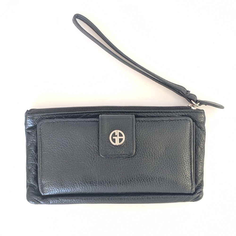 Genuine Leather Black wristlet wallet